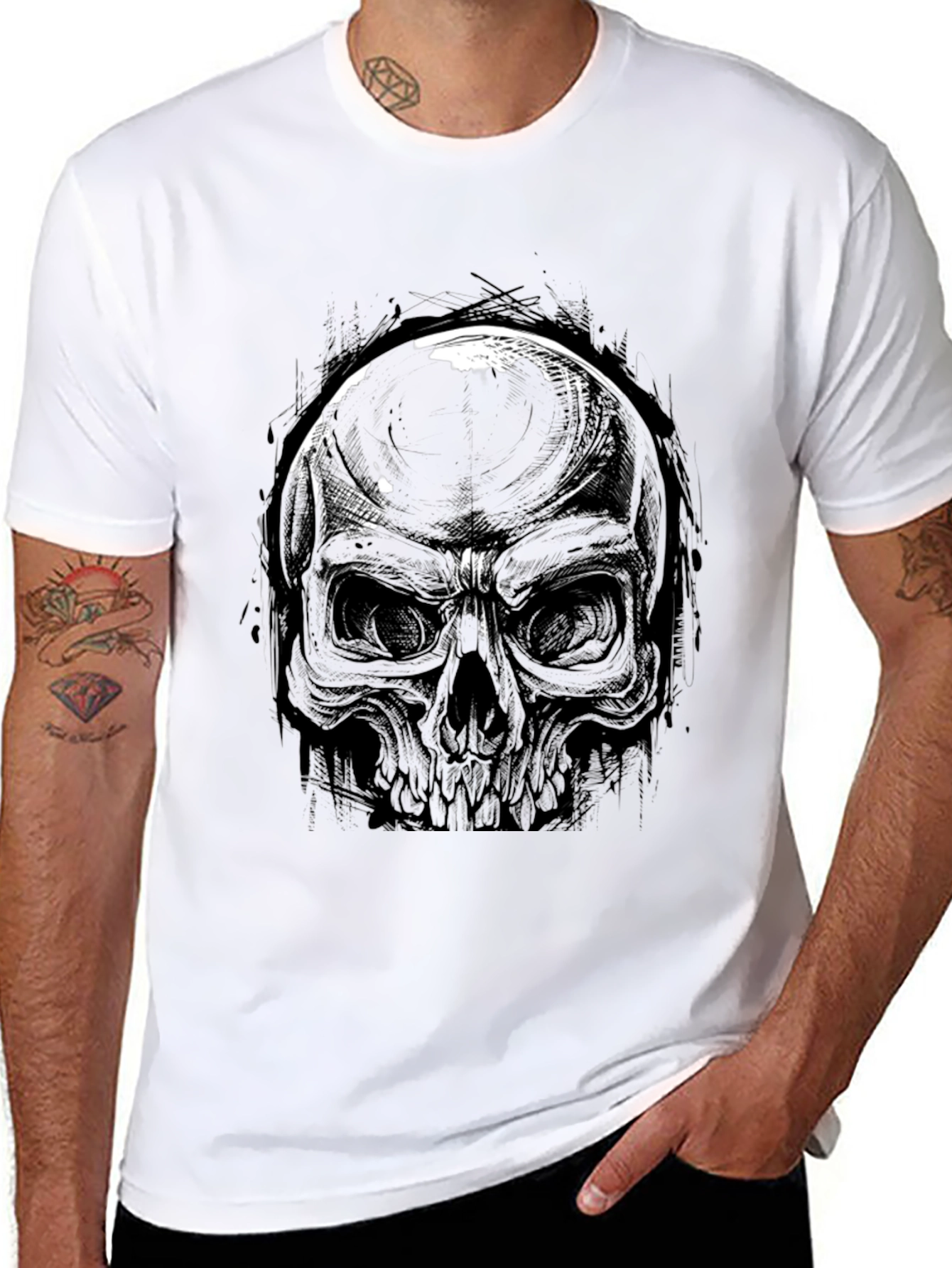 Skull Graphic Black T-Shirt - Edgy Casual Wear