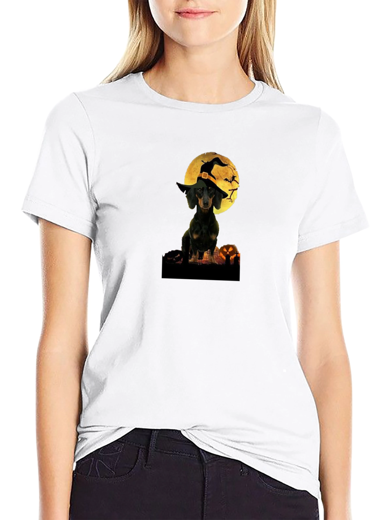 Halloween Dachshund Witch T-Shirt – Cute Spooky Dog Graphic Tee