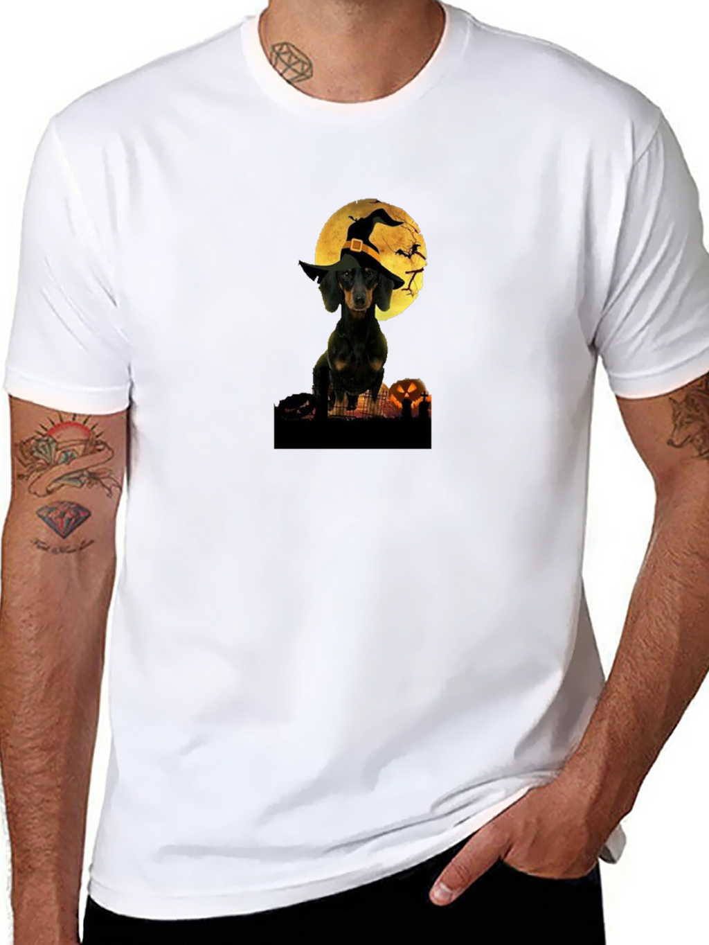 Halloween Dachshund Witch T-Shirt – Cute Spooky Dog Graphic Tee