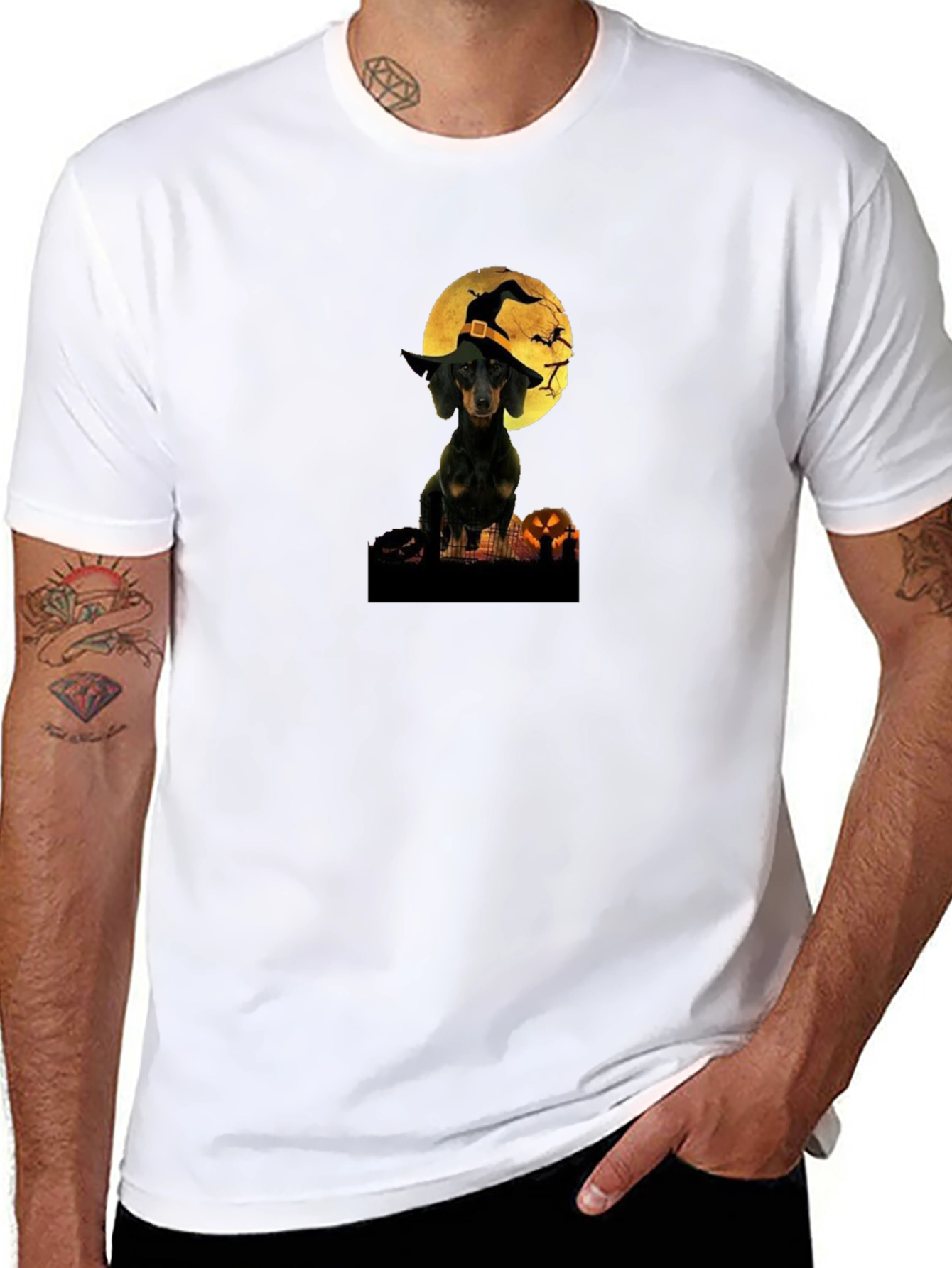 Halloween Dachshund Witch T-Shirt – Cute Spooky Dog Graphic Tee