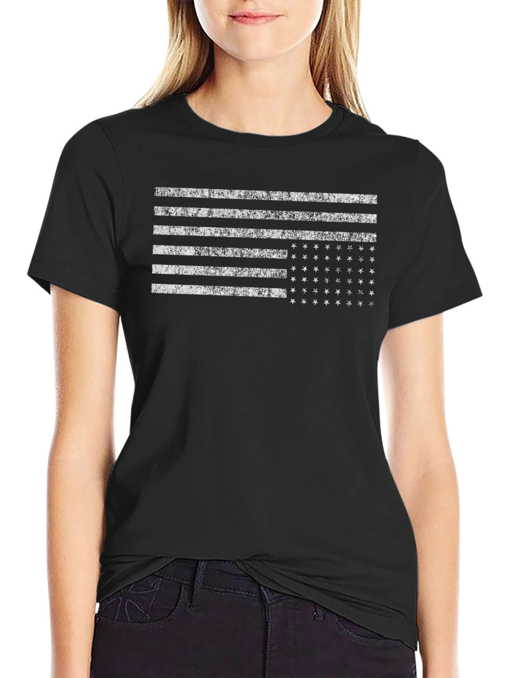 Distressed US Flag Graphic T-Shirt
