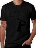 Cricket Silhouette Graphic Black T-Shirt