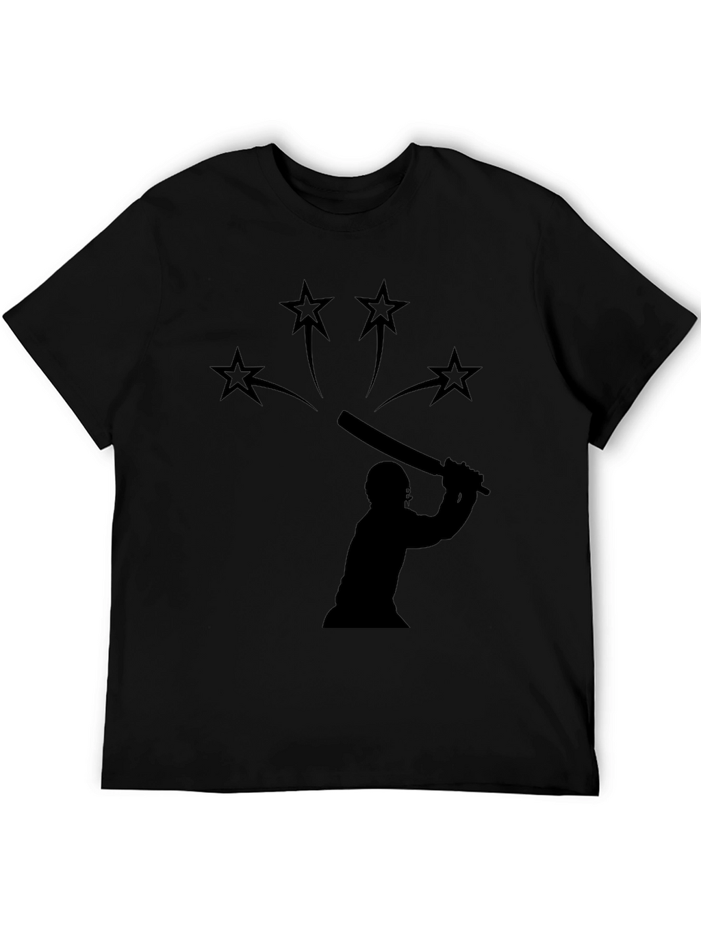 Cricket Silhouette Graphic Black T-Shirt