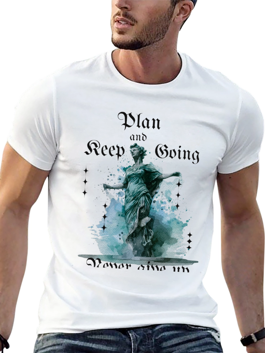 Plan and Keep Going Statue Graphic Tee