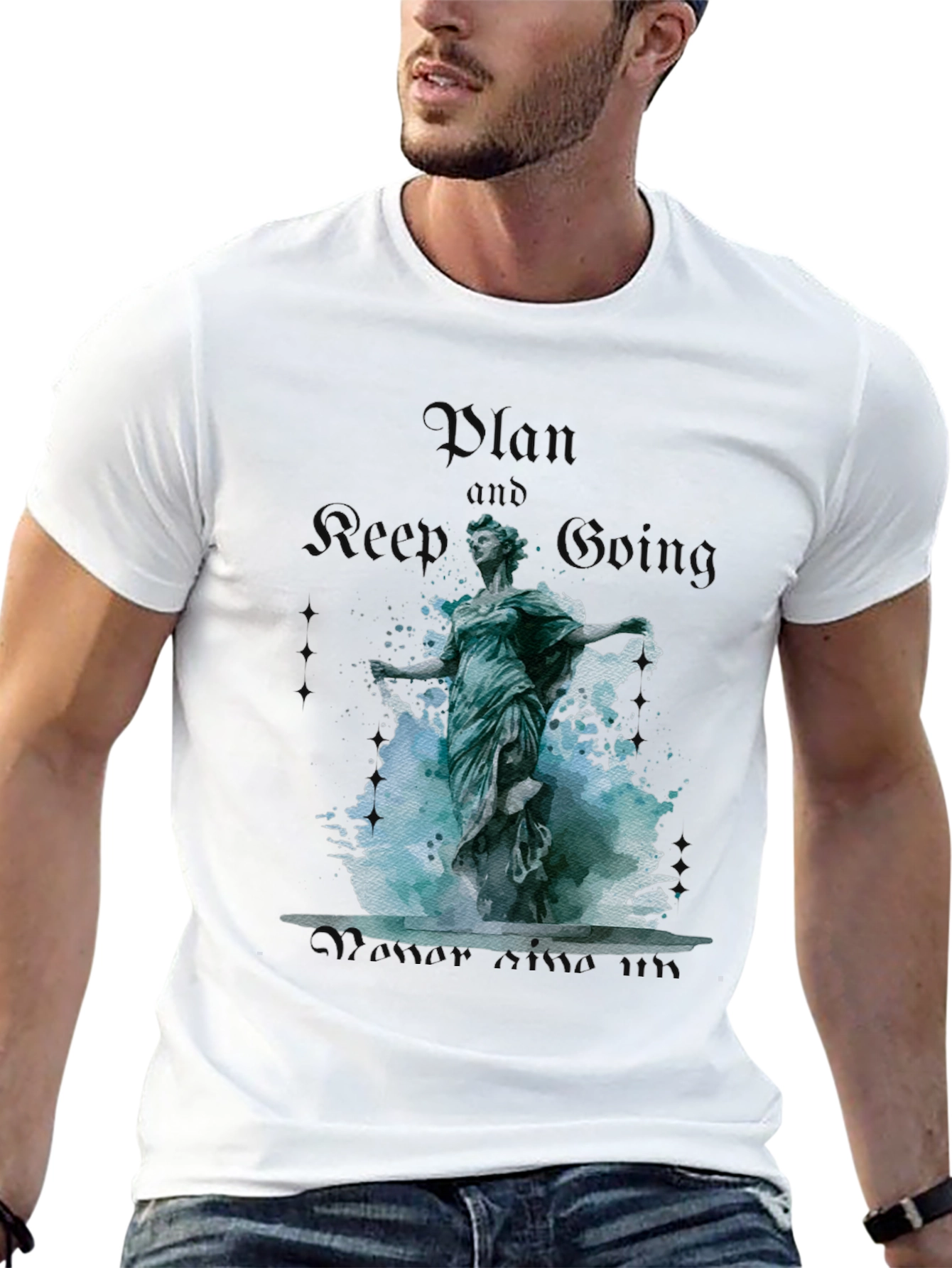 Plan and Keep Going Statue Graphic Tee
