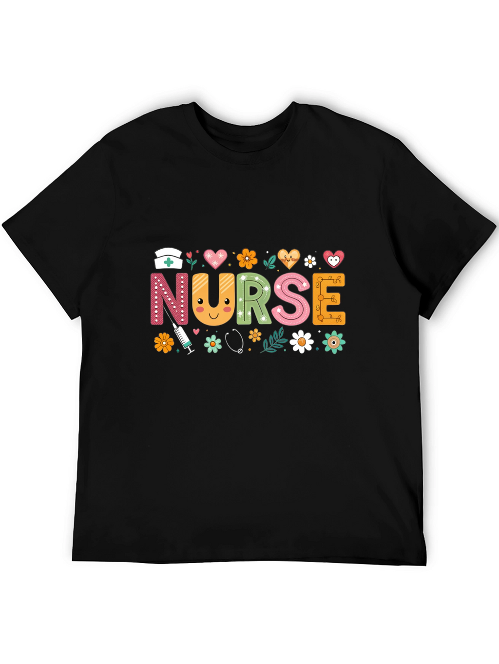Cute Nurse T-Shirt with Floral Design