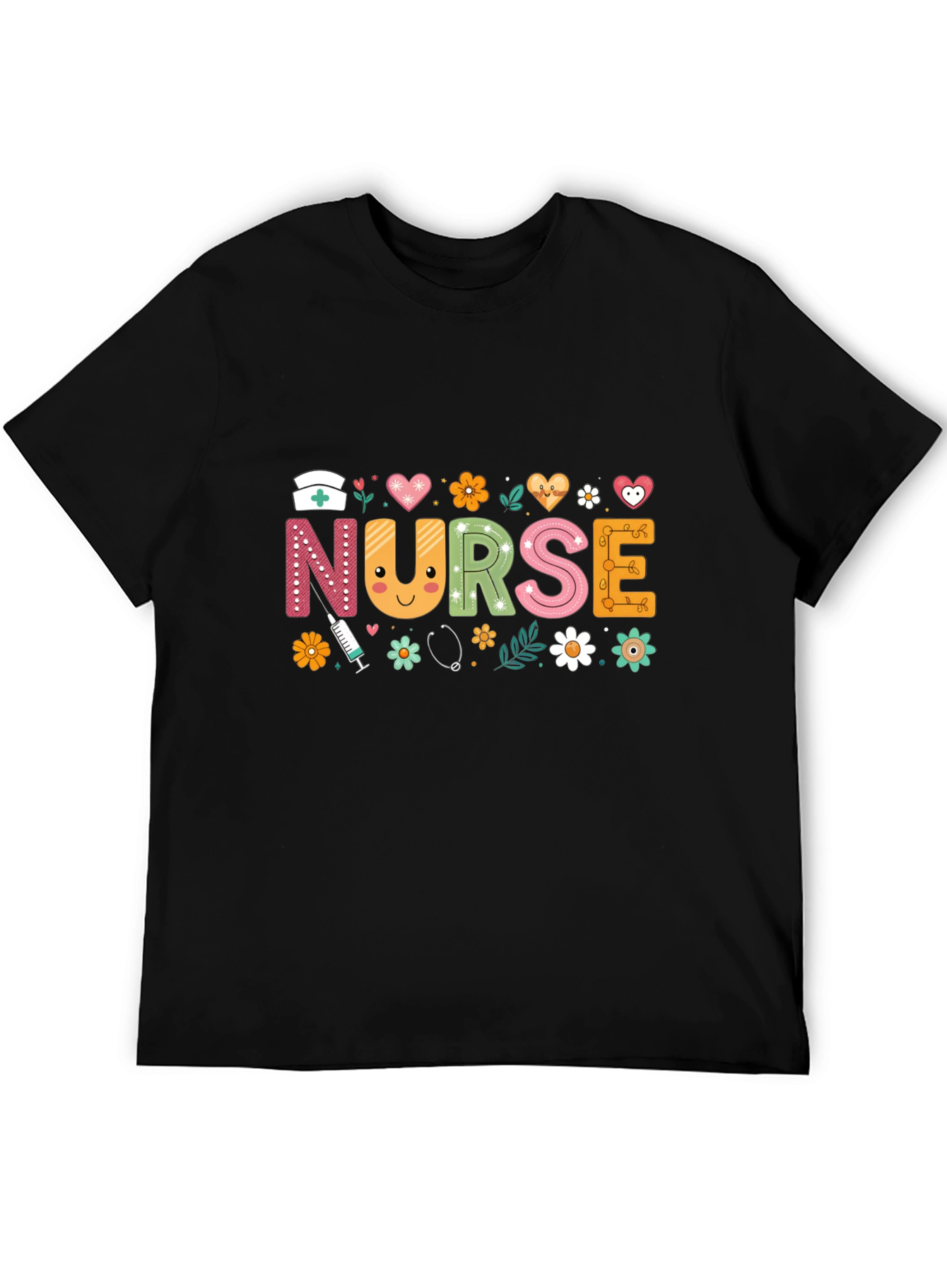 Cute Nurse T-Shirt with Floral Design