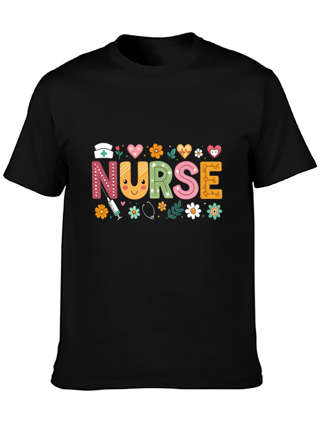 Cute Nurse T-Shirt with Floral Design