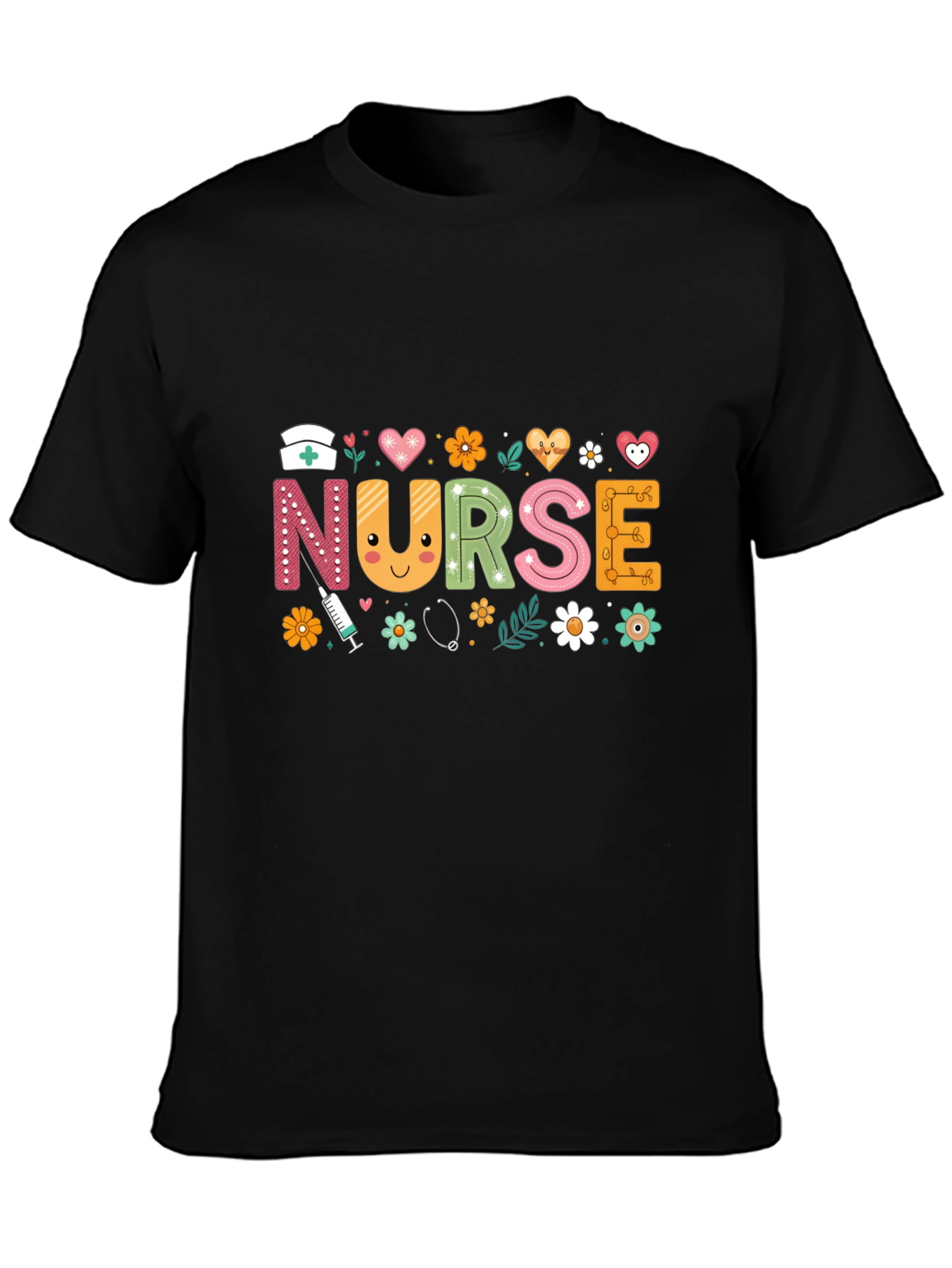 Cute Nurse T-Shirt with Floral Design