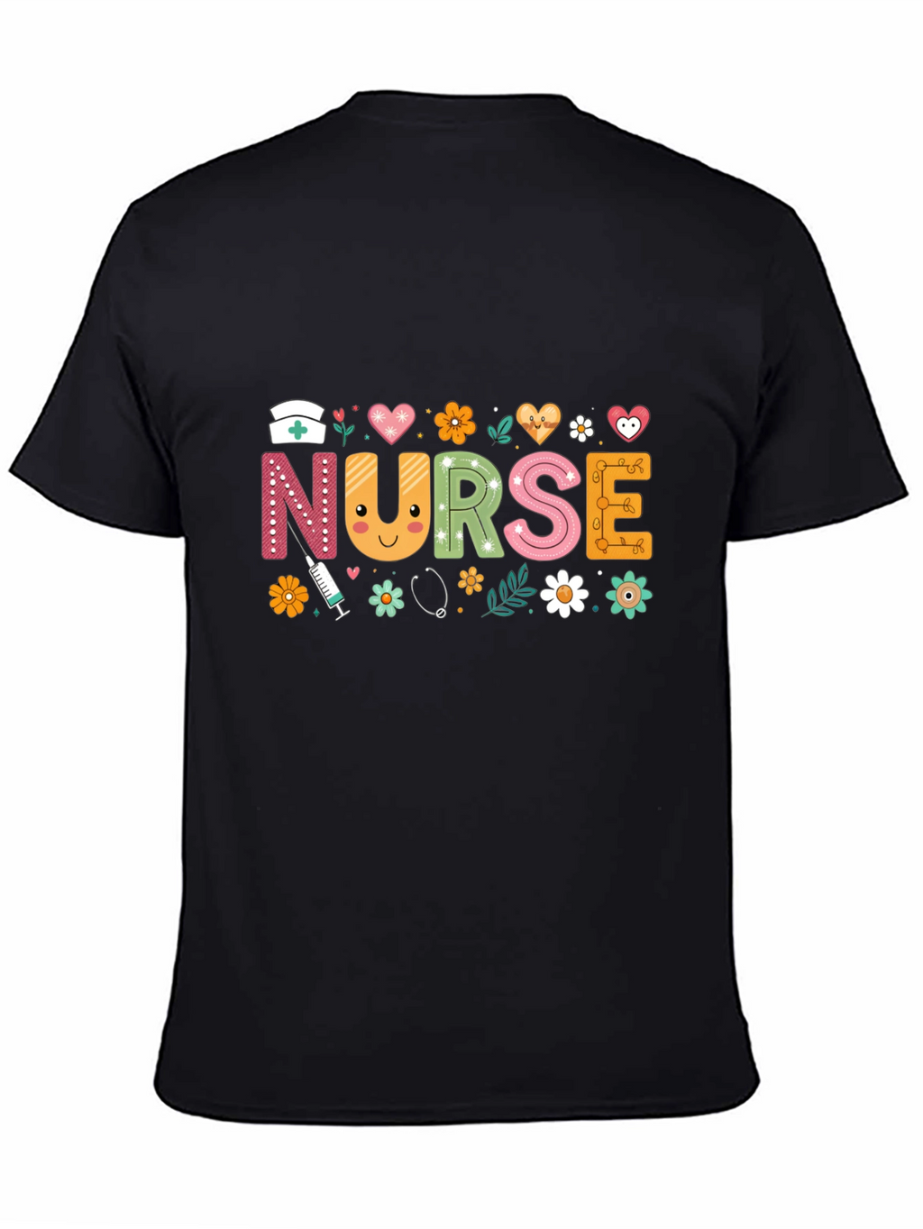 Cute Nurse T-Shirt with Floral Design