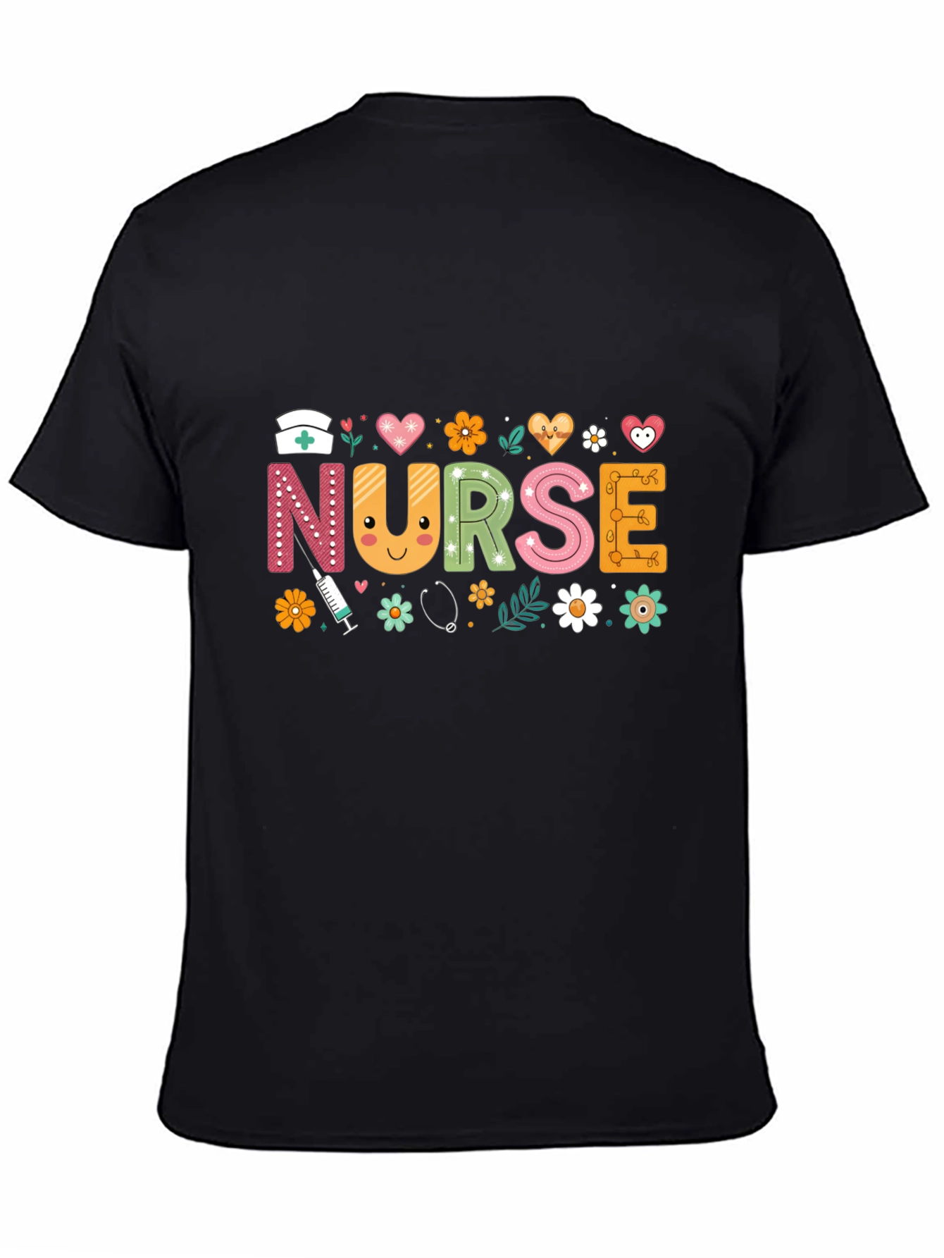 Cute Nurse T-Shirt with Floral Design