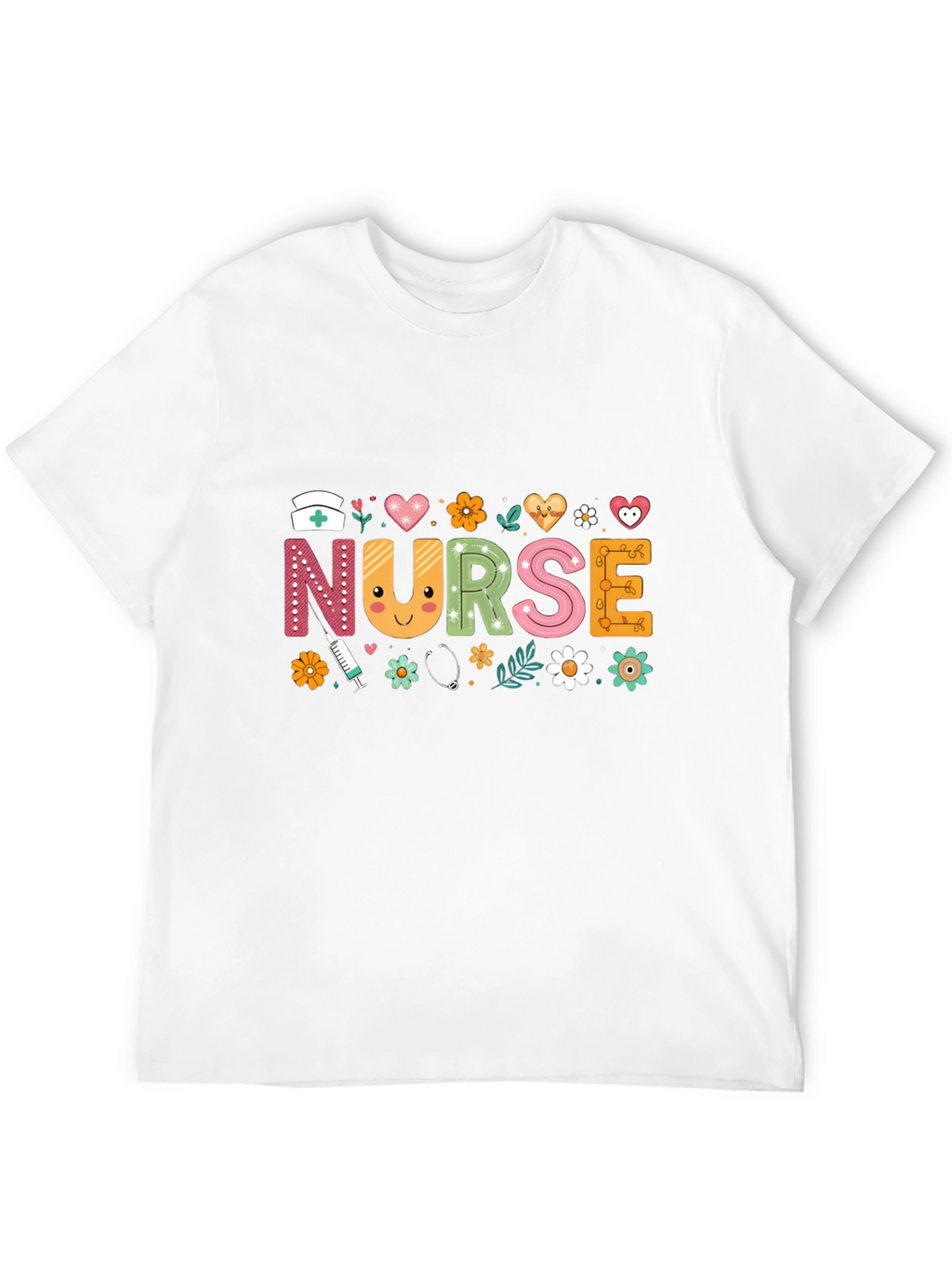 Cute Nurse T-Shirt with Floral Design