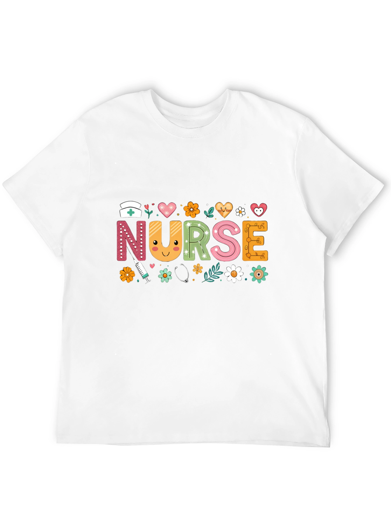 Cute Nurse T-Shirt with Floral Design