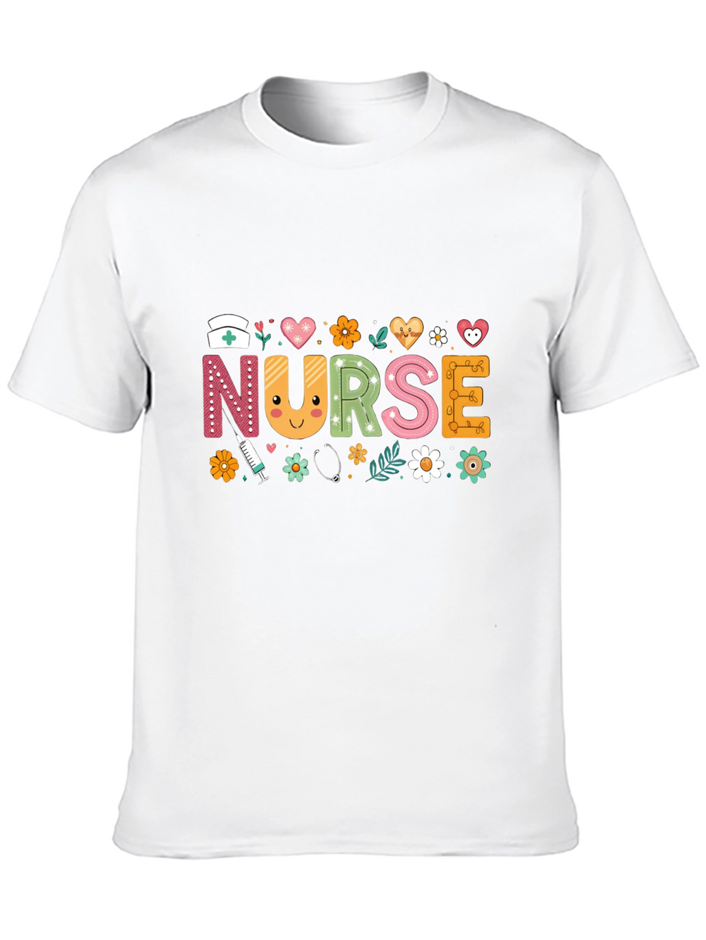 Cute Nurse T-Shirt with Floral Design
