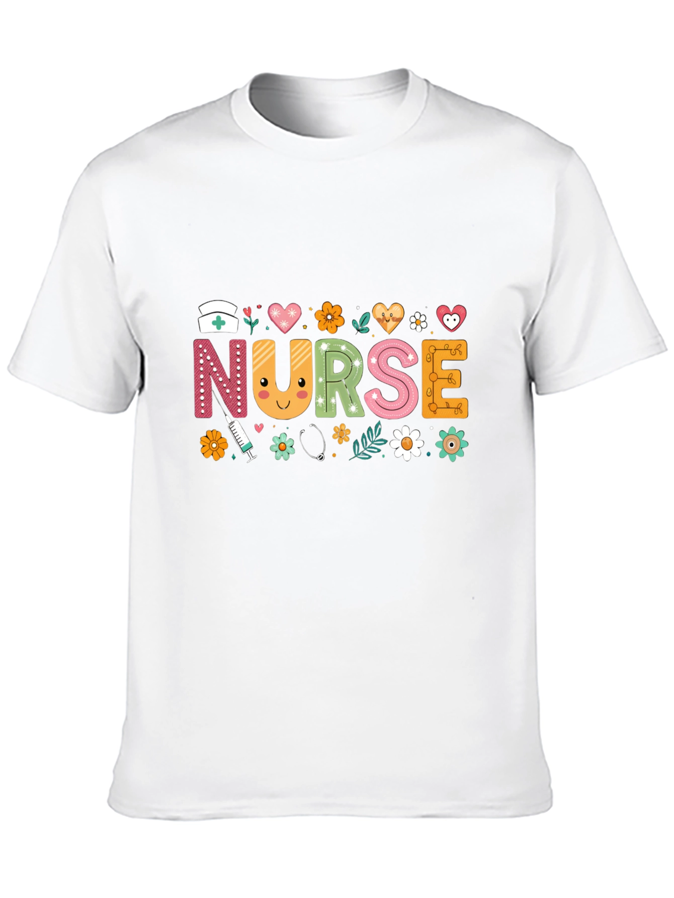 Cute Nurse T-Shirt with Floral Design