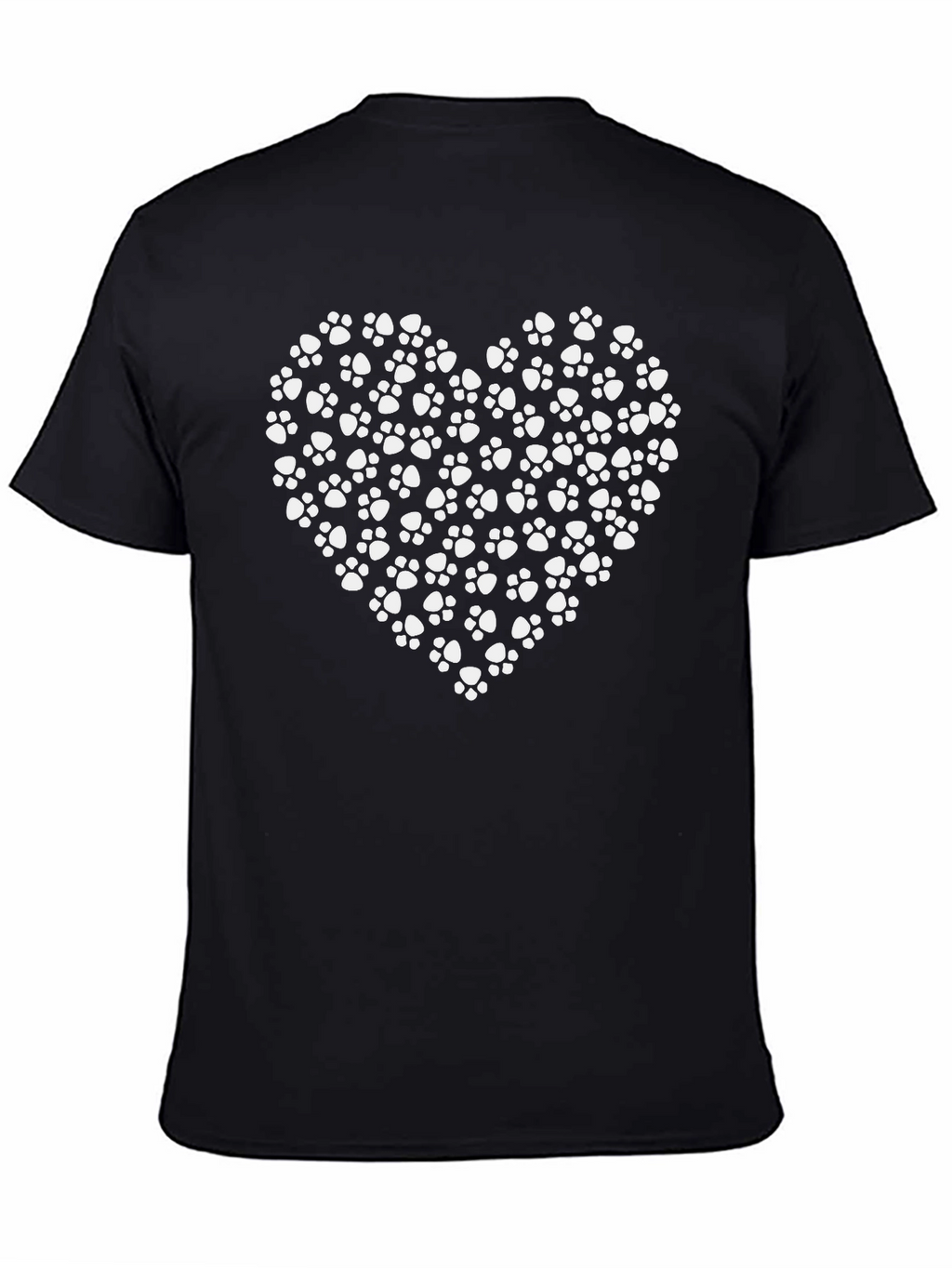 Paw Print Heart Tee - Black Cotton Casual