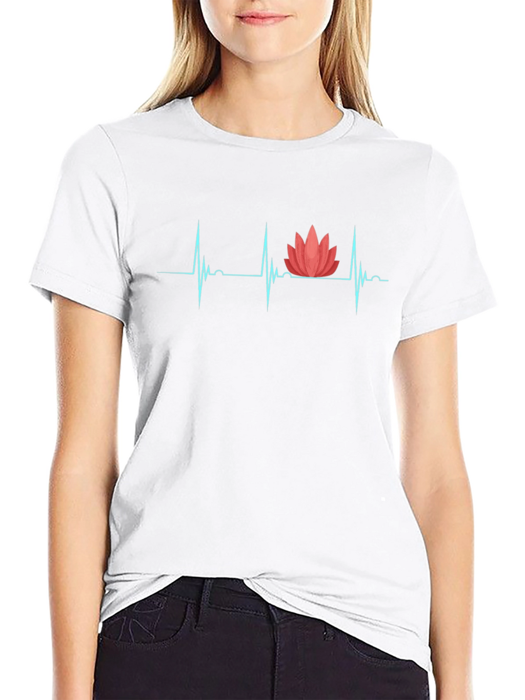 Heartbeat Lotus Graphic Tee - Black T-Shirt