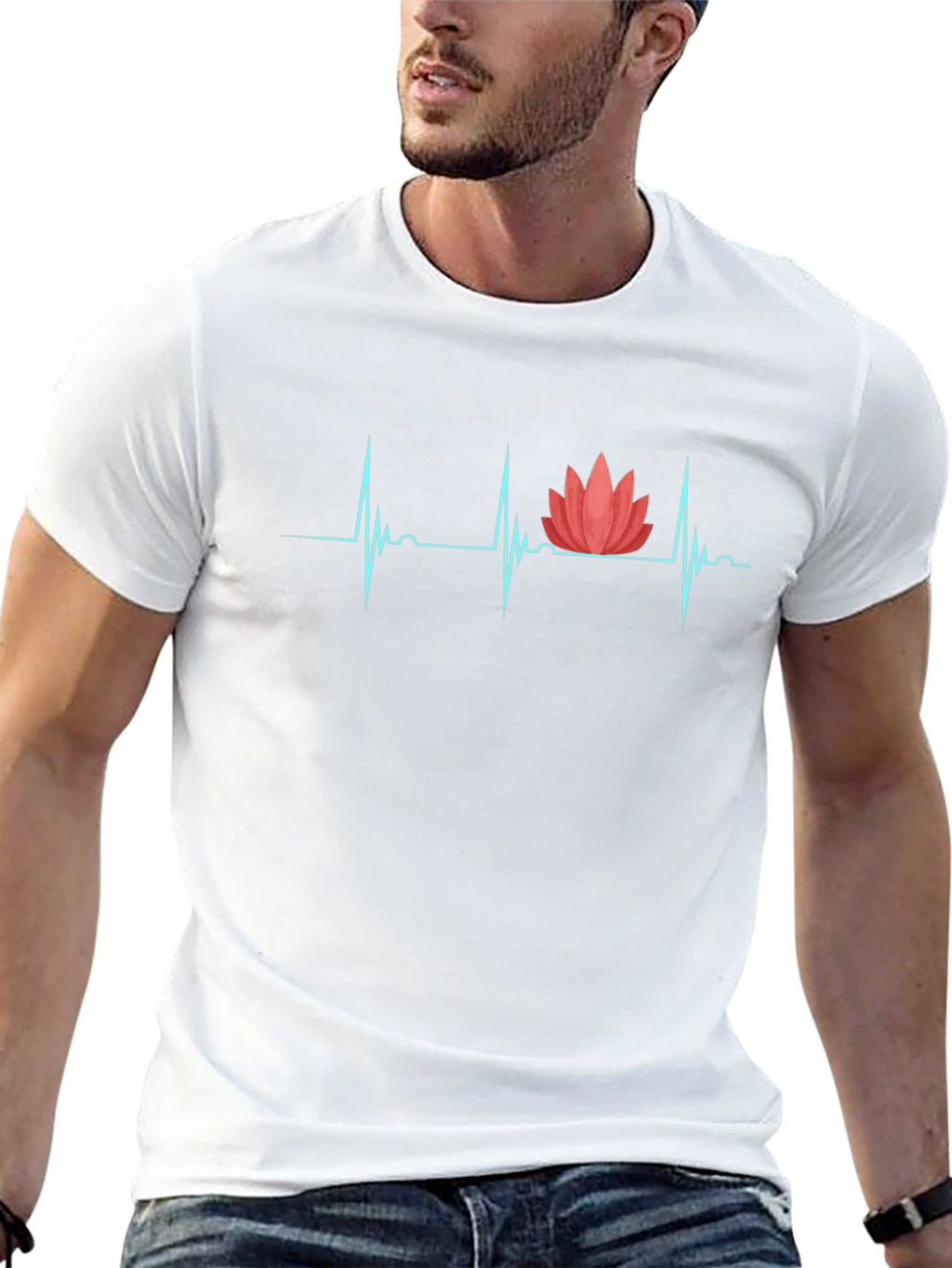 Heartbeat Lotus Graphic Tee - Black T-Shirt