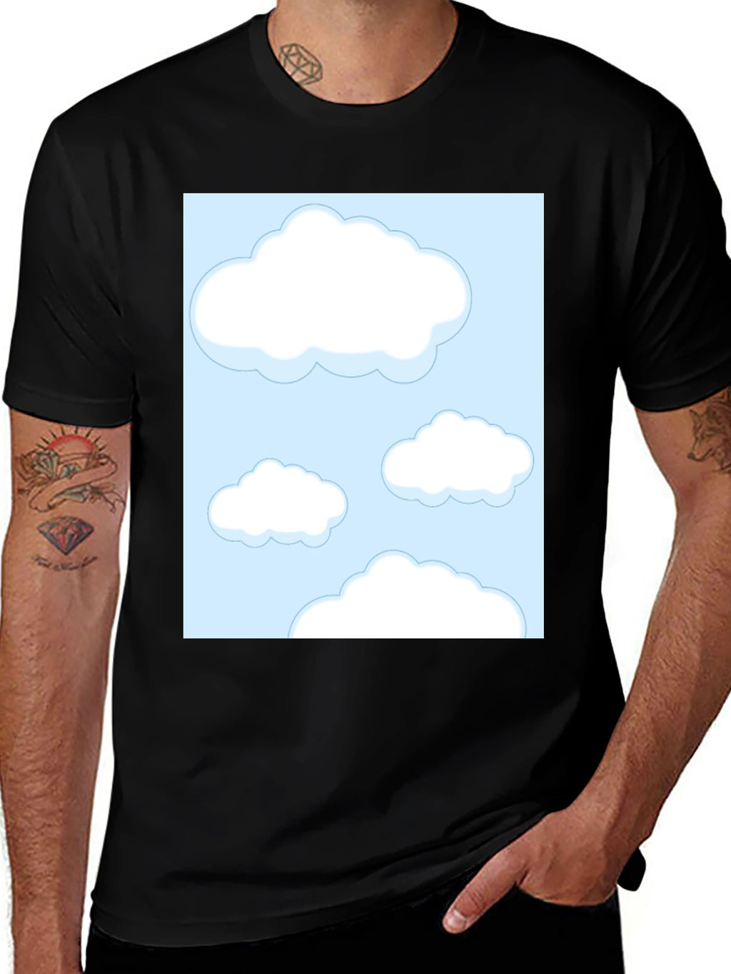 Cloud Print Black Tee