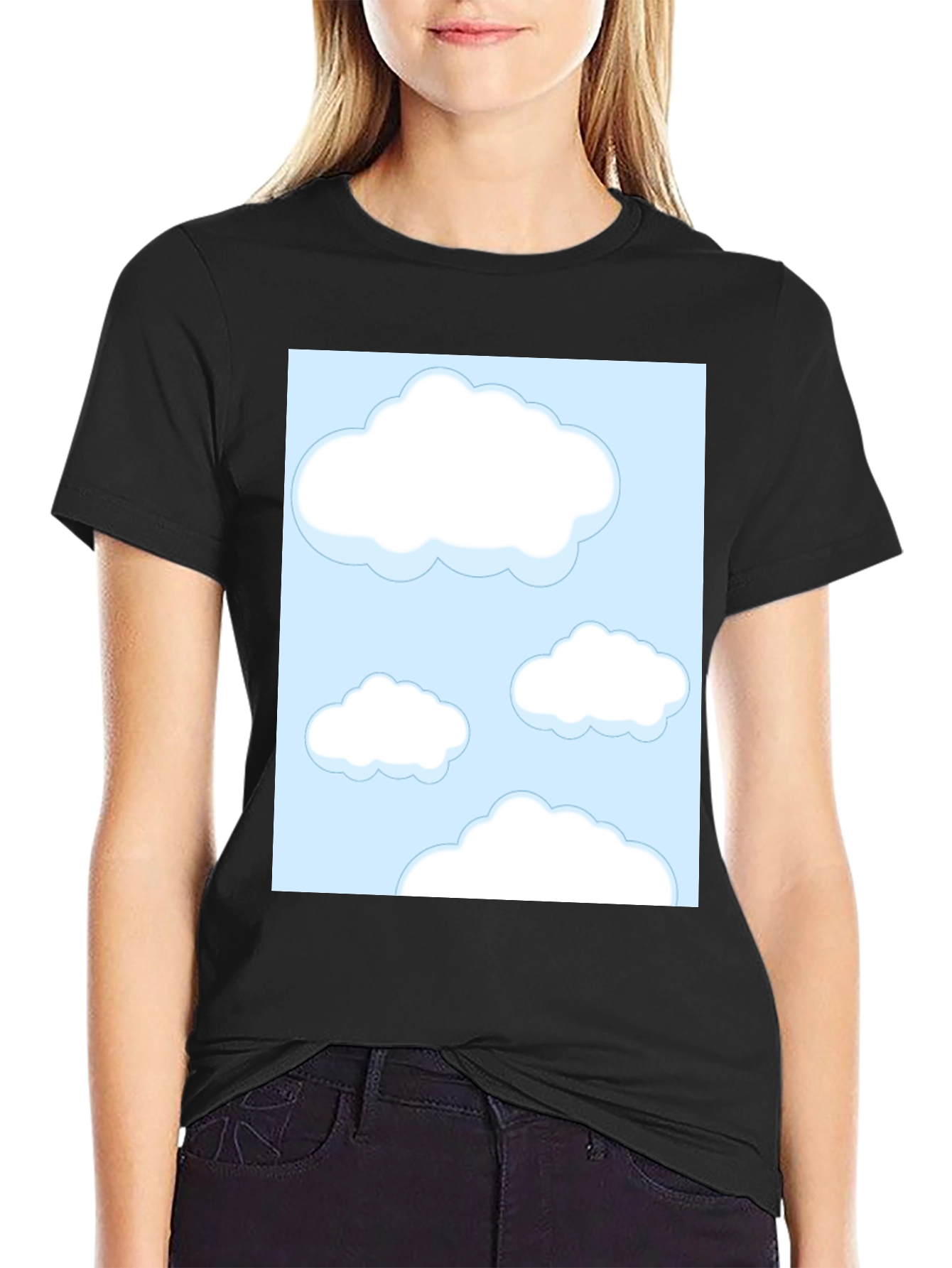 Cloud Print Black Tee