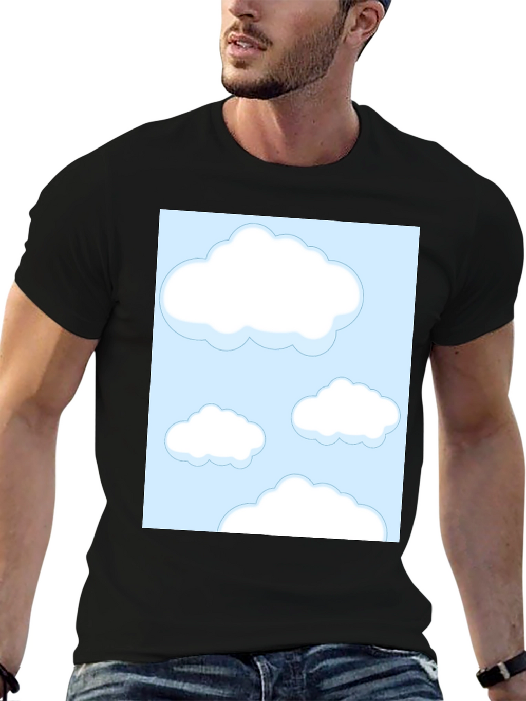 Cloud Print Black Tee