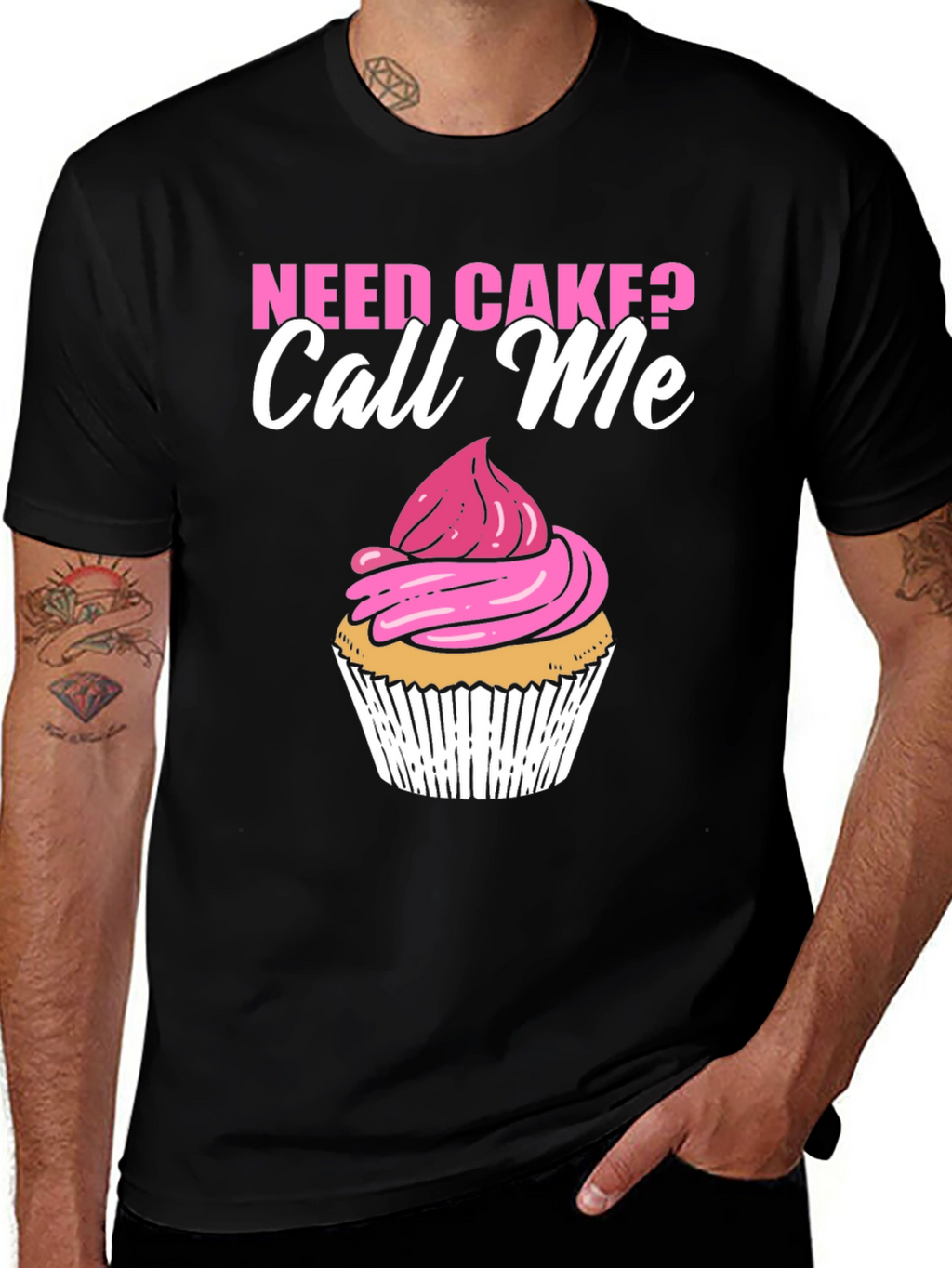 Need Cake? Call Me Black T-Shirt Cupcake