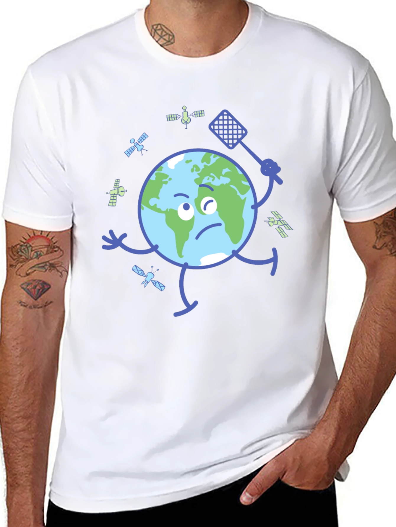 Earth vs Space Junk Graphic Tee - Black T-Shirt