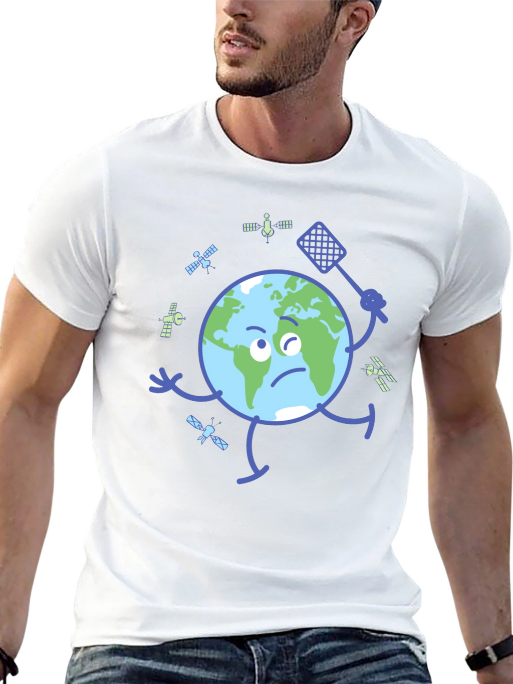 Earth vs Space Junk Graphic Tee - Black T-Shirt