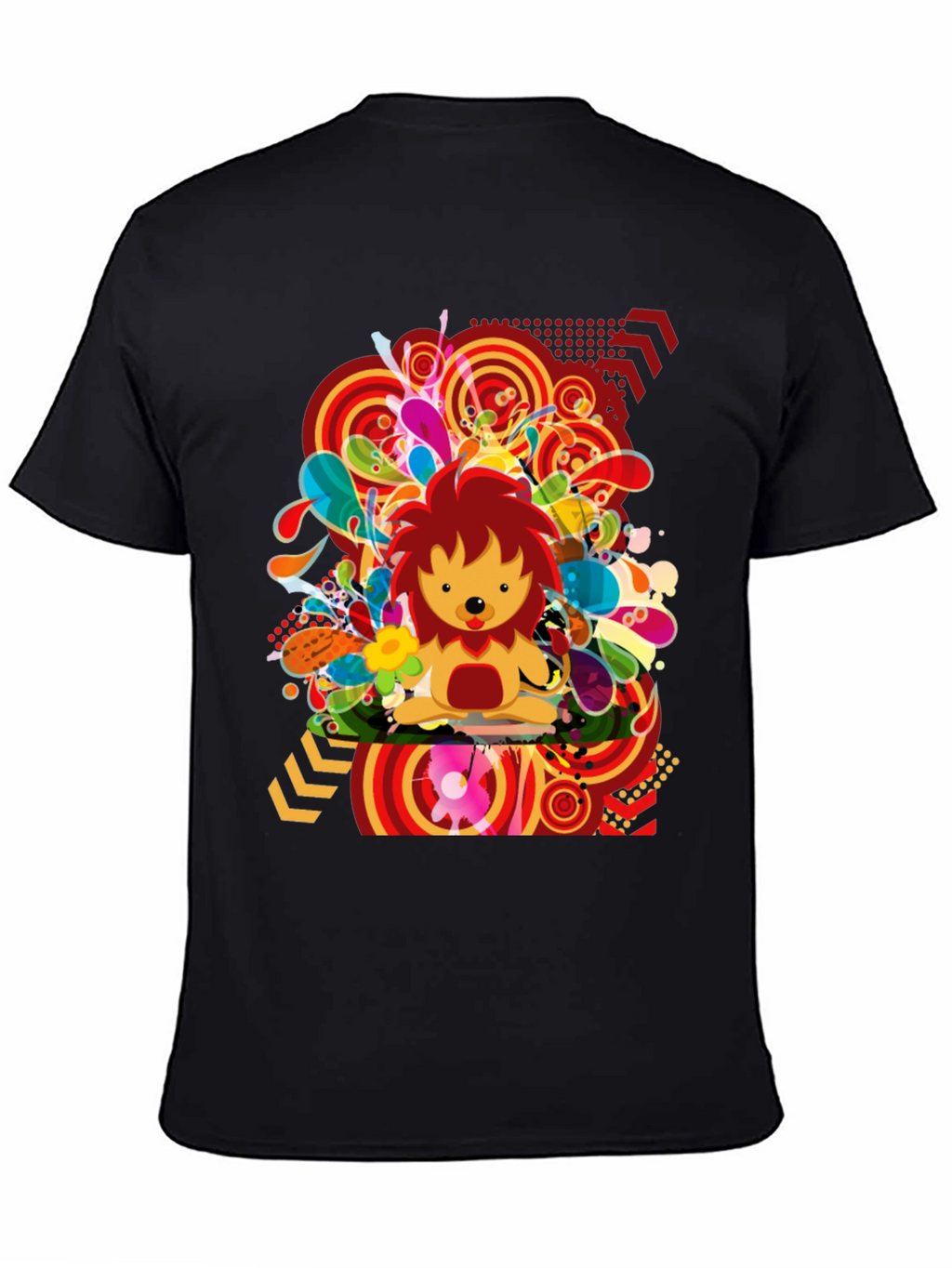 Funky Lion Graphic Tee - Mens Black T-Shirt