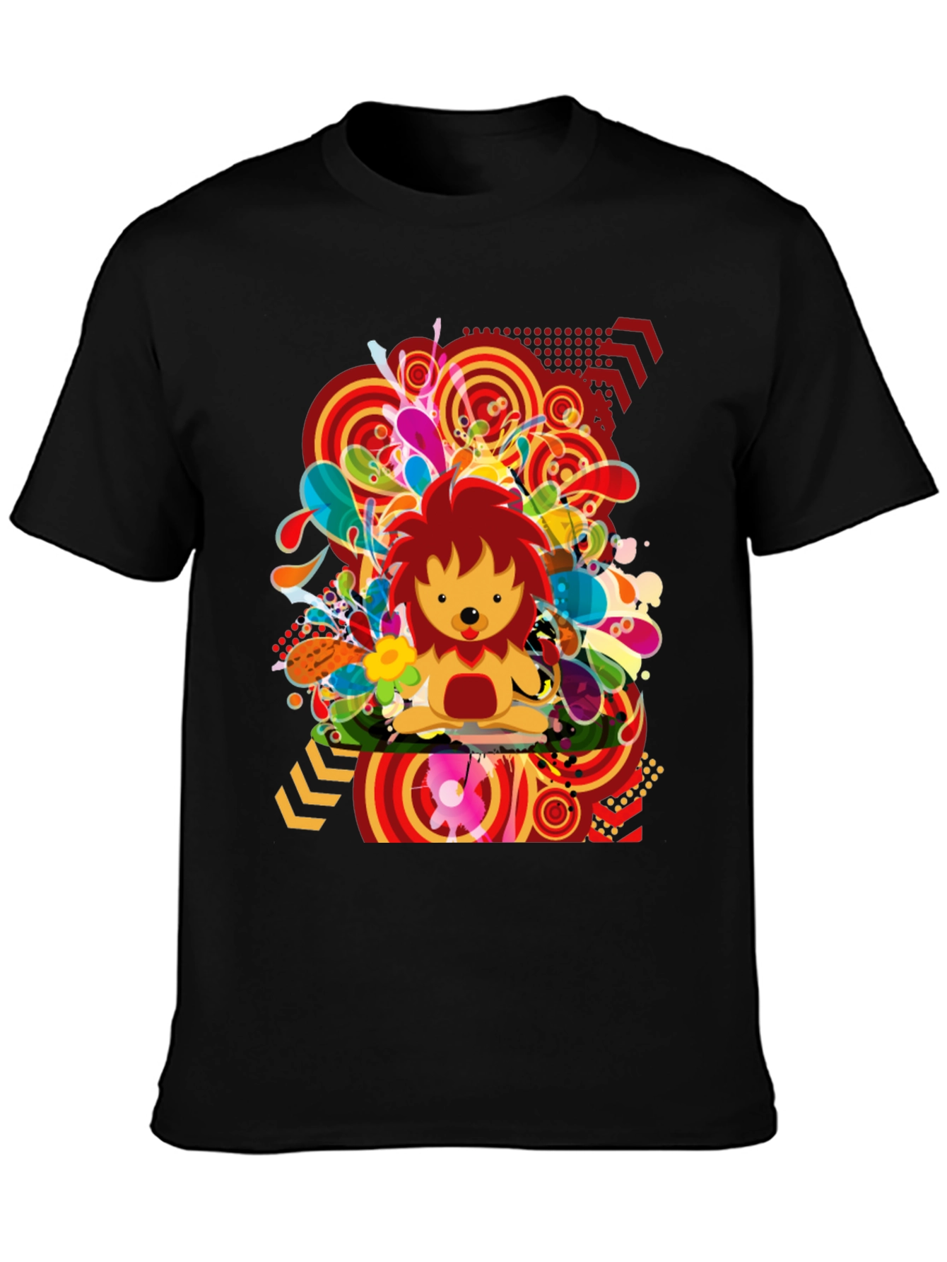 Funky Lion Graphic Tee - Mens Black T-Shirt