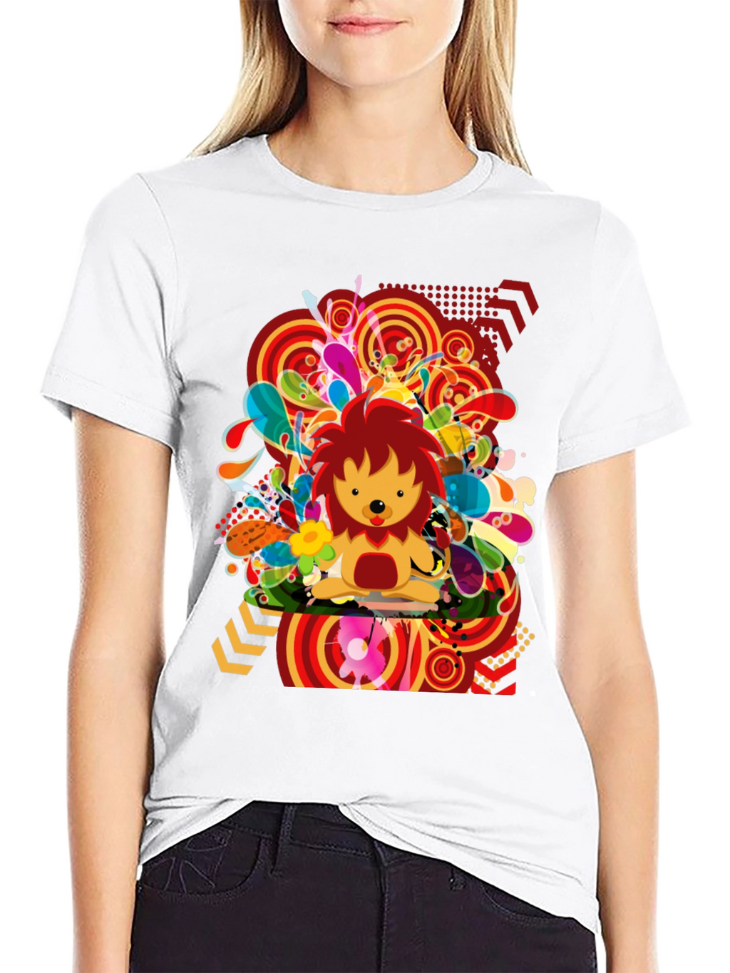 Funky Lion Graphic Tee - Mens Black T-Shirt