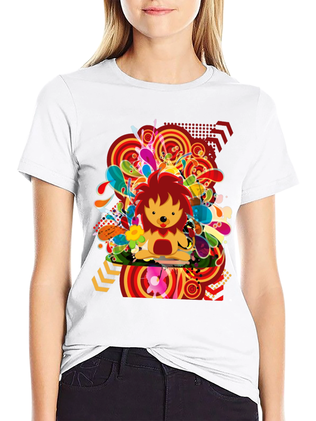 Funky Lion Graphic Tee - Mens Black T-Shirt