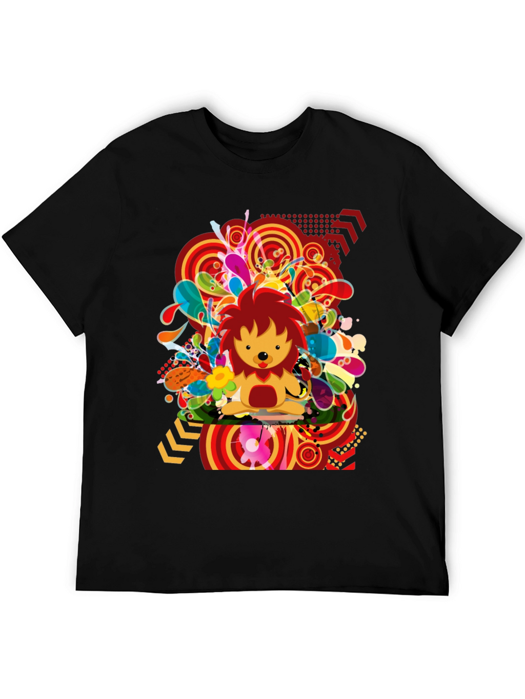 Funky Lion Graphic Tee - Mens Black T-Shirt