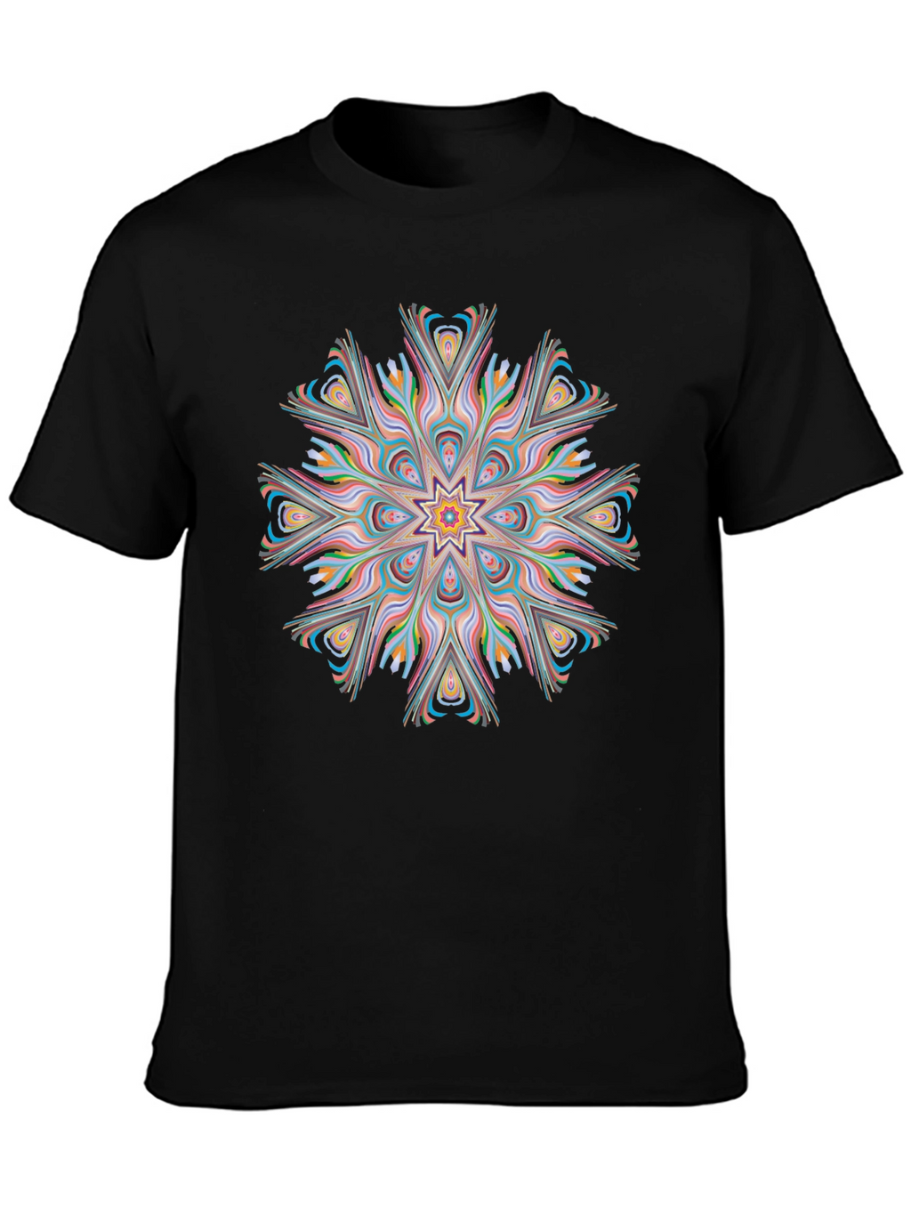 Vibrant Mandala Graphic Black Tee