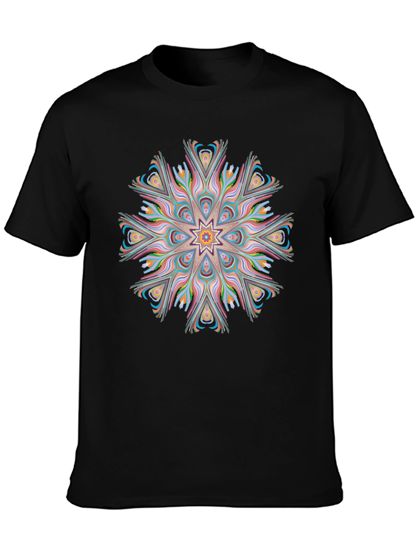 Vibrant Mandala Graphic Black Tee