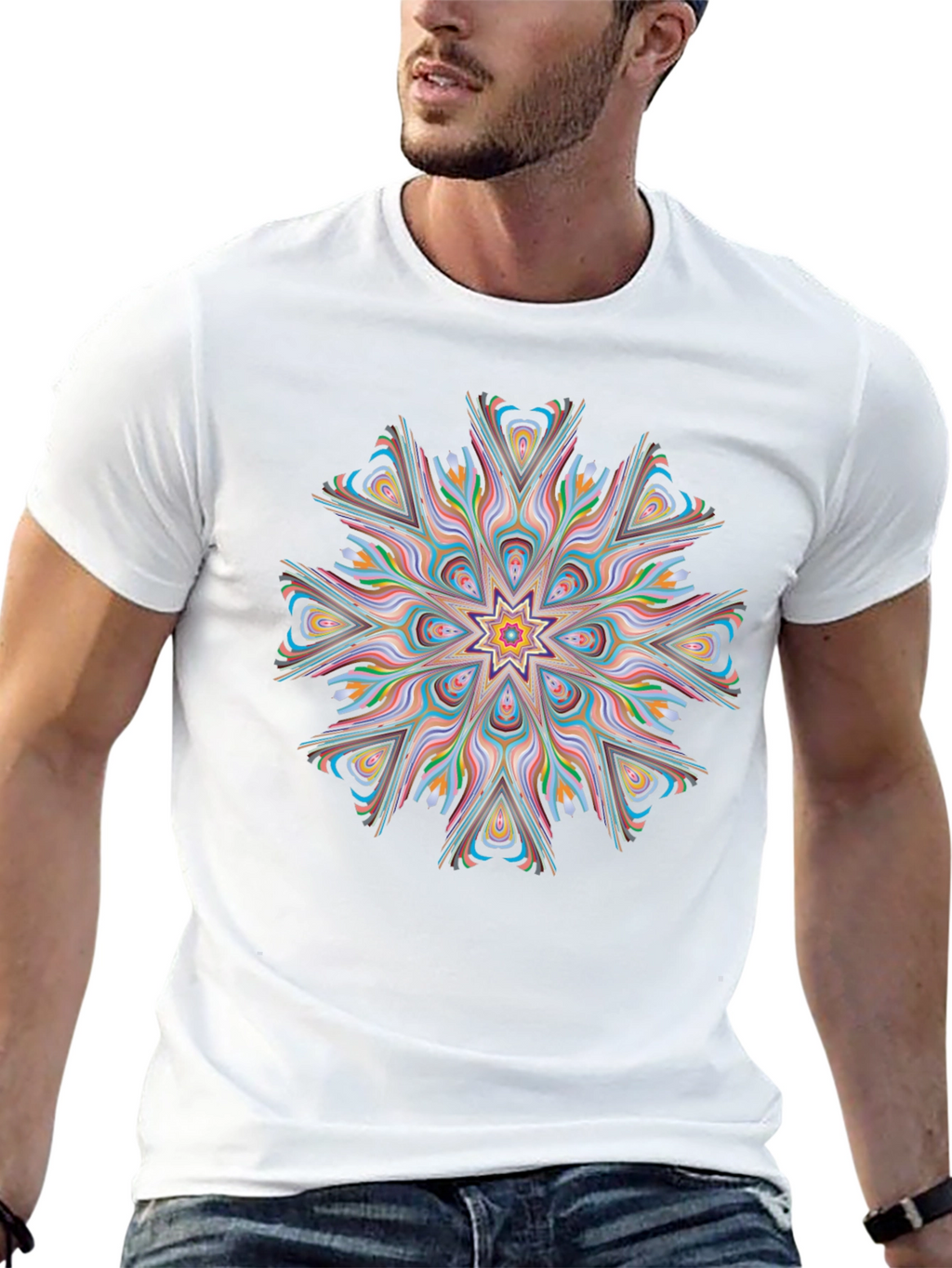 Vibrant Mandala Graphic Black Tee
