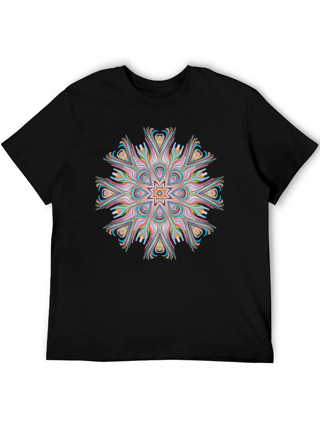 Vibrant Mandala Graphic Black Tee