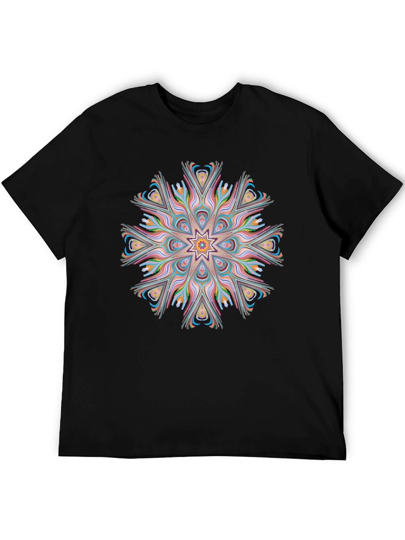 Vibrant Mandala Graphic Black Tee