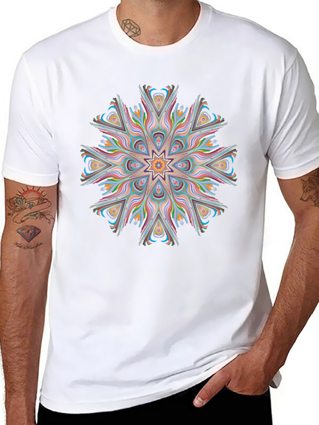 Vibrant Mandala Graphic Black Tee