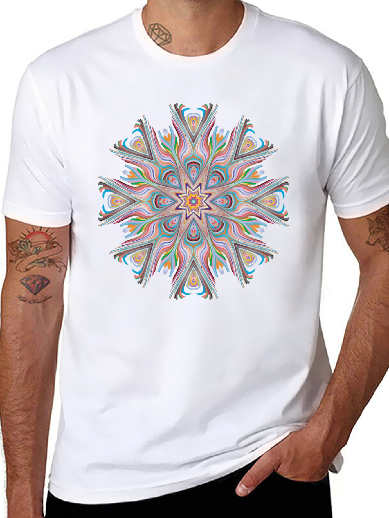 Vibrant Mandala Graphic Black Tee