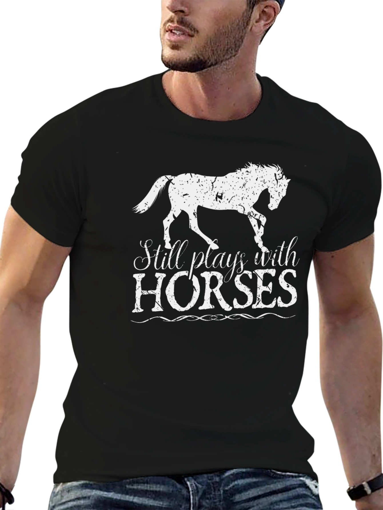 Still Plays With Horses Black Graphic Tee