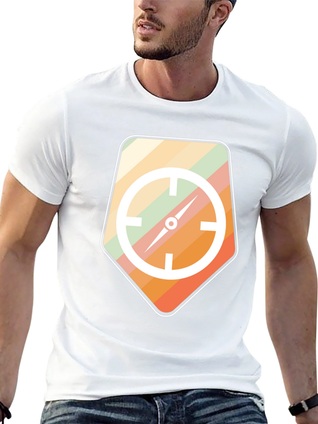 Retro Compass Graphic Tee - Mens Black T-Shirt