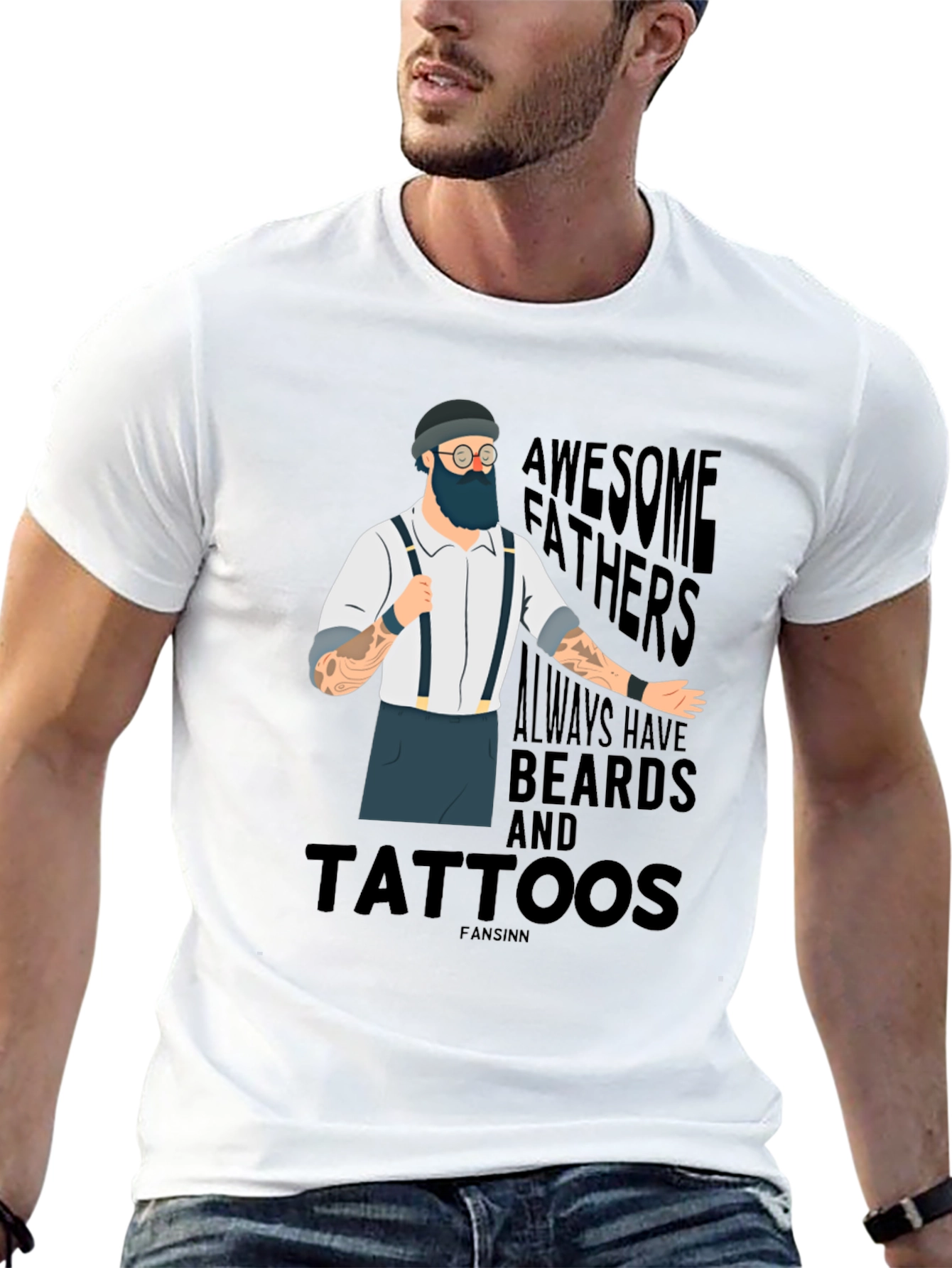 Awesome Bearded & Tattooed Fathers Black T-Shirt