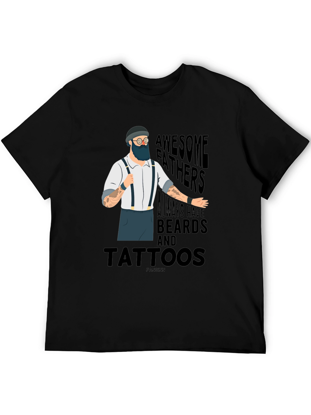 Awesome Bearded & Tattooed Fathers Black T-Shirt