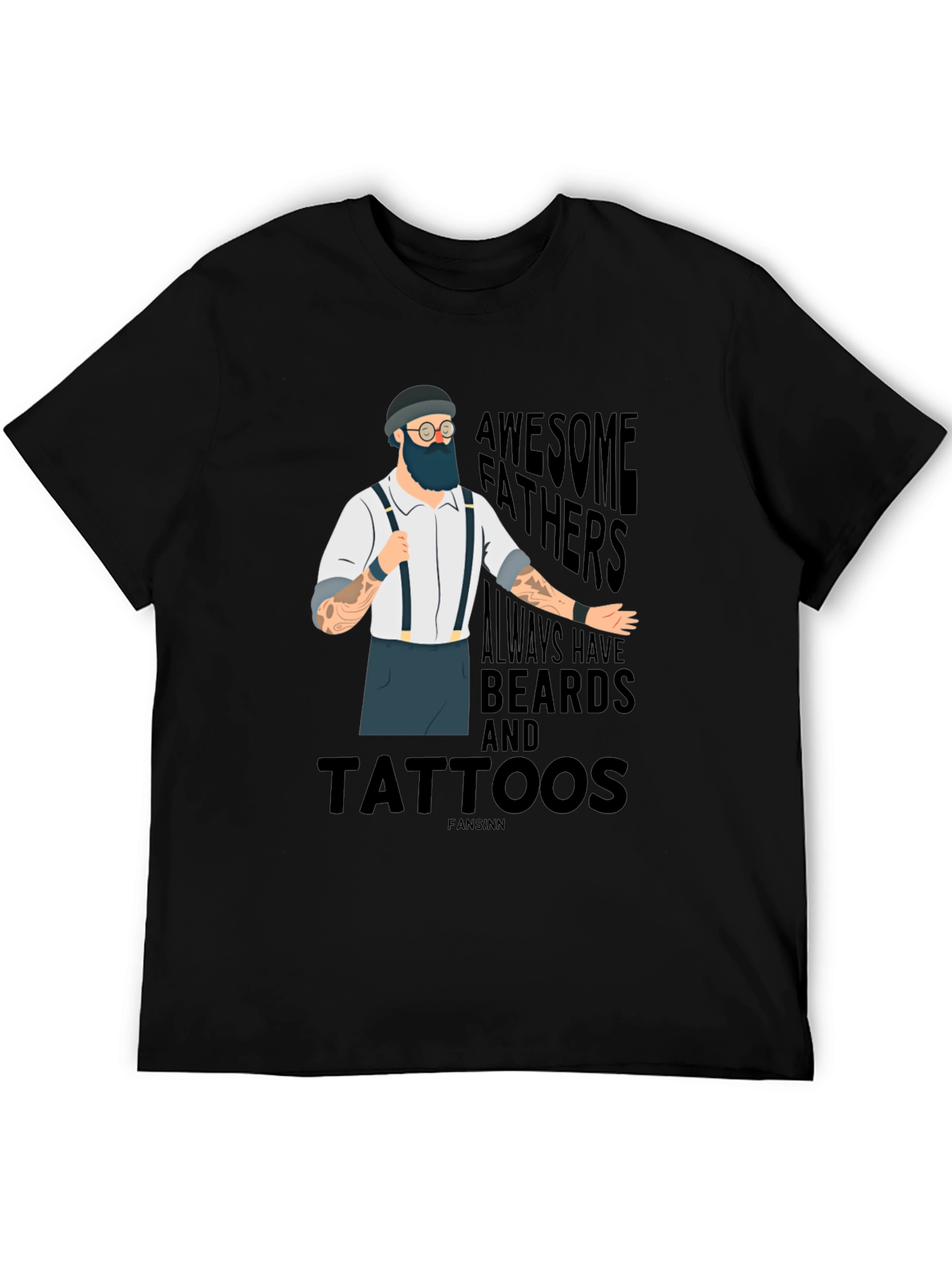 Awesome Bearded & Tattooed Fathers Black T-Shirt
