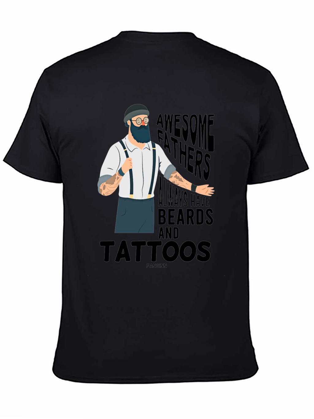 Awesome Bearded & Tattooed Fathers Black T-Shirt