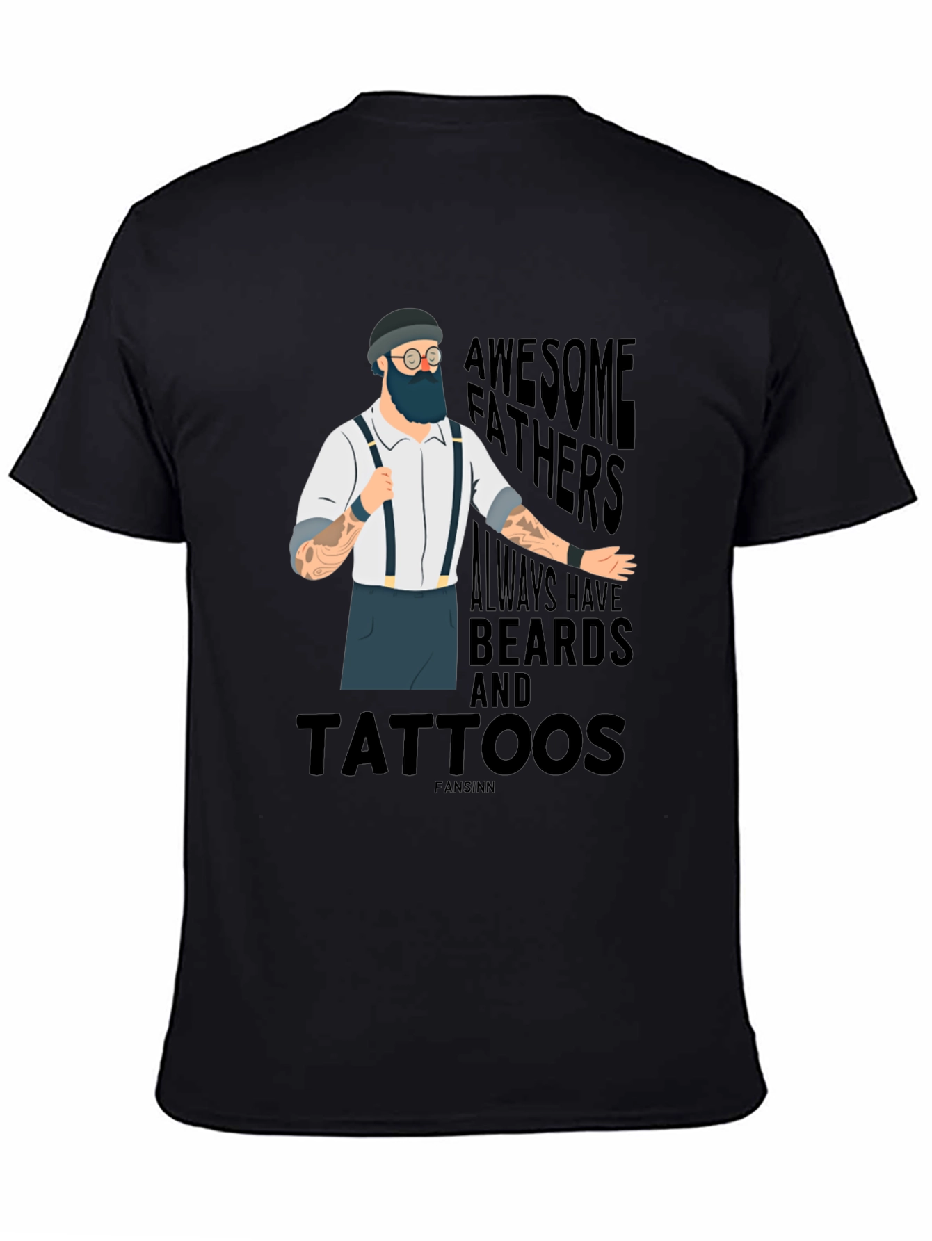 Awesome Bearded & Tattooed Fathers Black T-Shirt