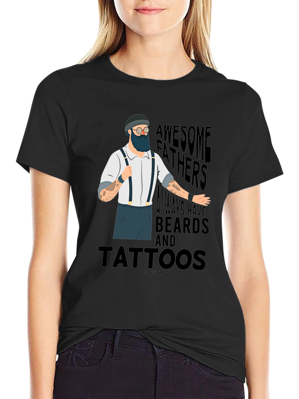 Awesome Bearded & Tattooed Fathers Black T-Shirt