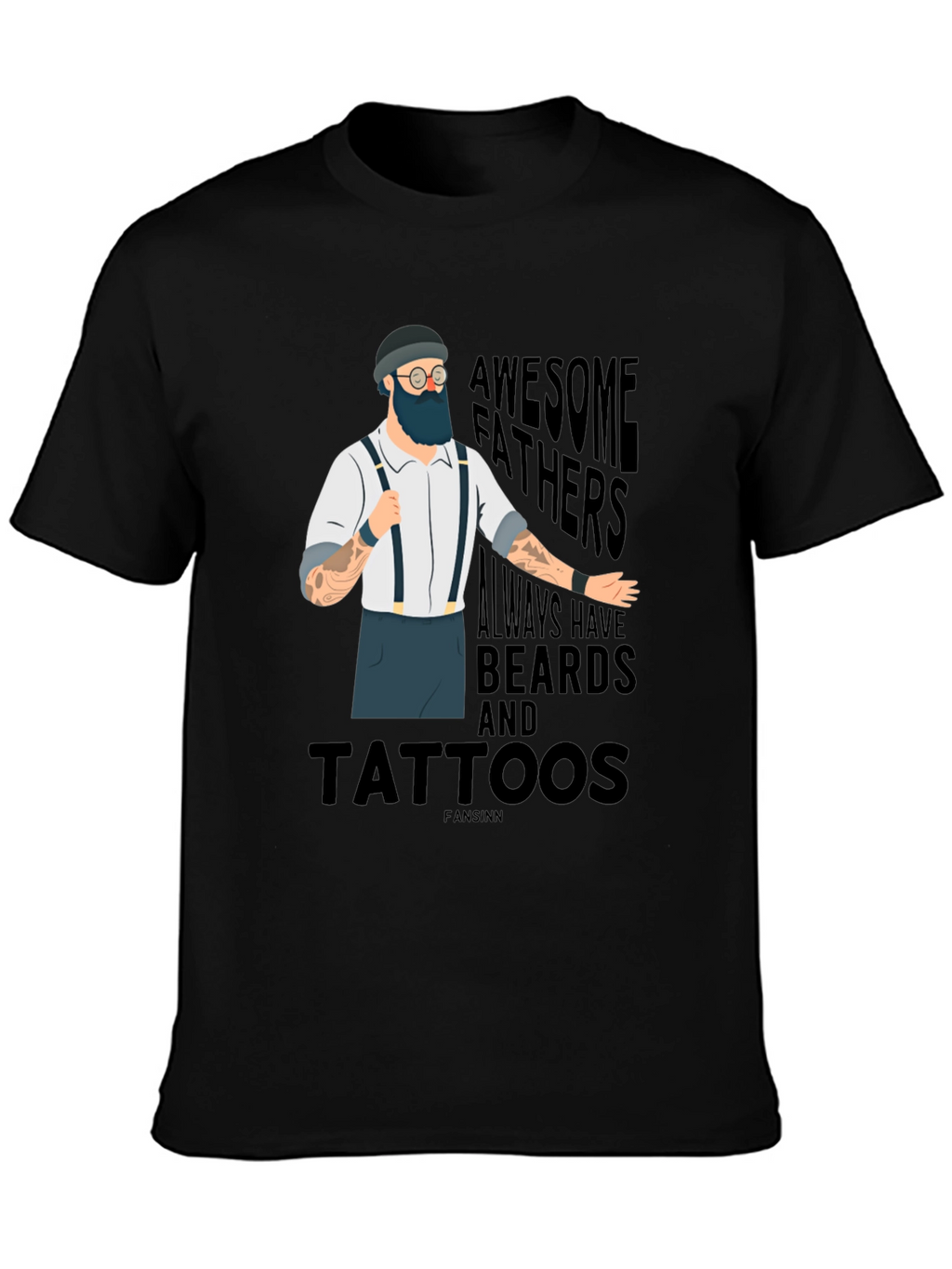 Awesome Bearded & Tattooed Fathers Black T-Shirt