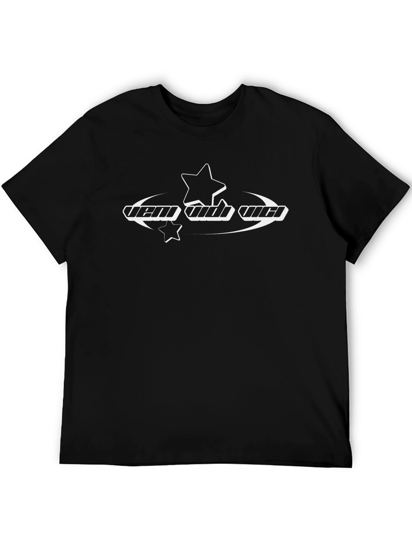 Trendy Black Graphic Tee with Star Design